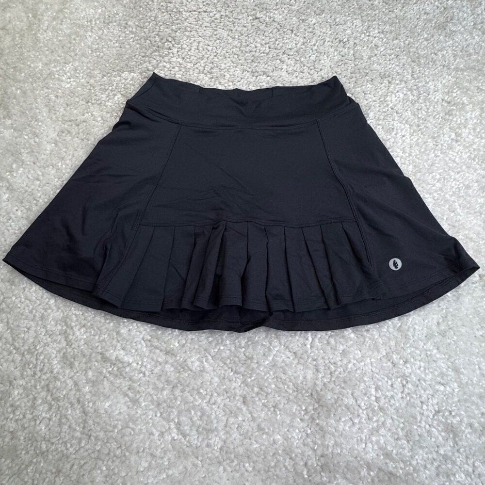 Dona Jo Black Active Tennis Skort Pleated Hem Womens Large